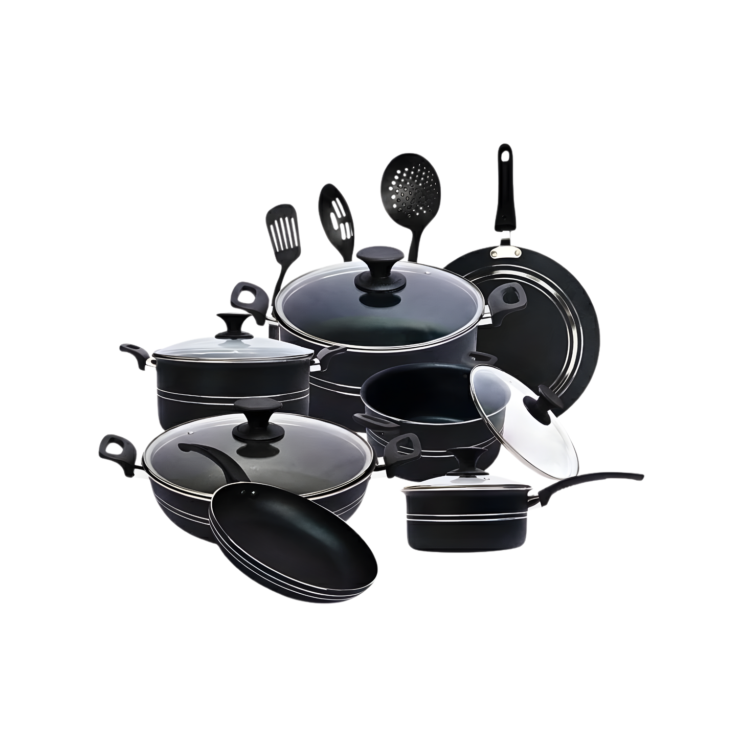 15pcs with 2 Colors Diamond Non-Stick cookware set