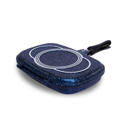 Die-Cast Magnetic lock Double Grill Pan with 2 Colors & 2 Sizes
