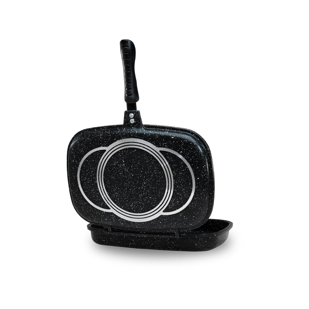Die-Cast Magnetic lock Double Grill Pan with 2 Colors & 2 Sizes