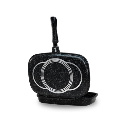 Die-Cast Magnetic lock Double Grill Pan with 2 Colors & 2 Sizes