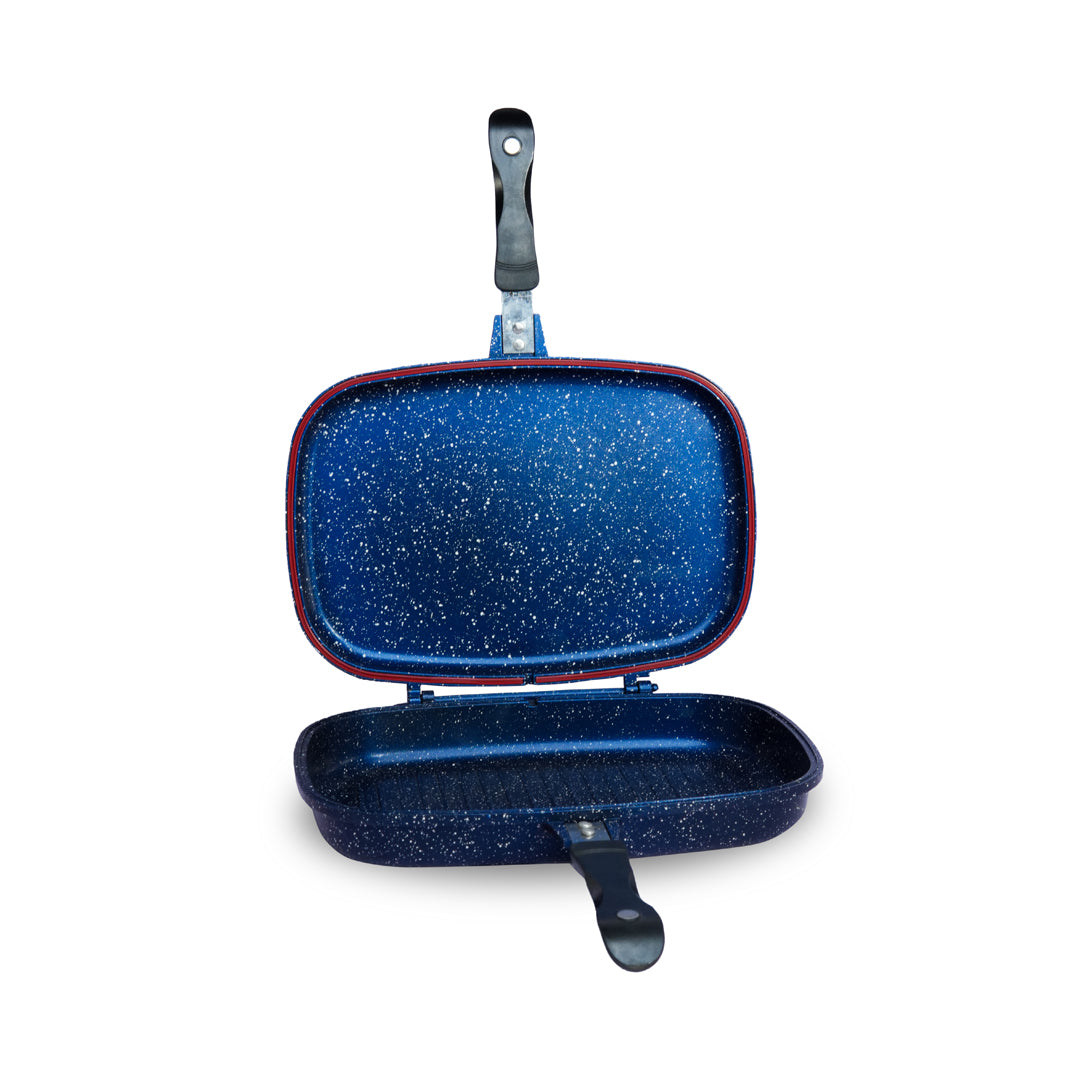 Die-Cast Magnetic lock Double Grill Pan with 2 Colors & 2 Sizes