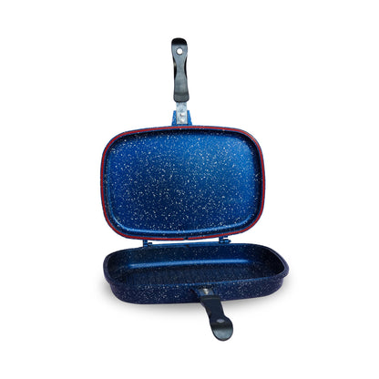 Die-Cast Magnetic lock Double Grill Pan with 2 Colors & 2 Sizes