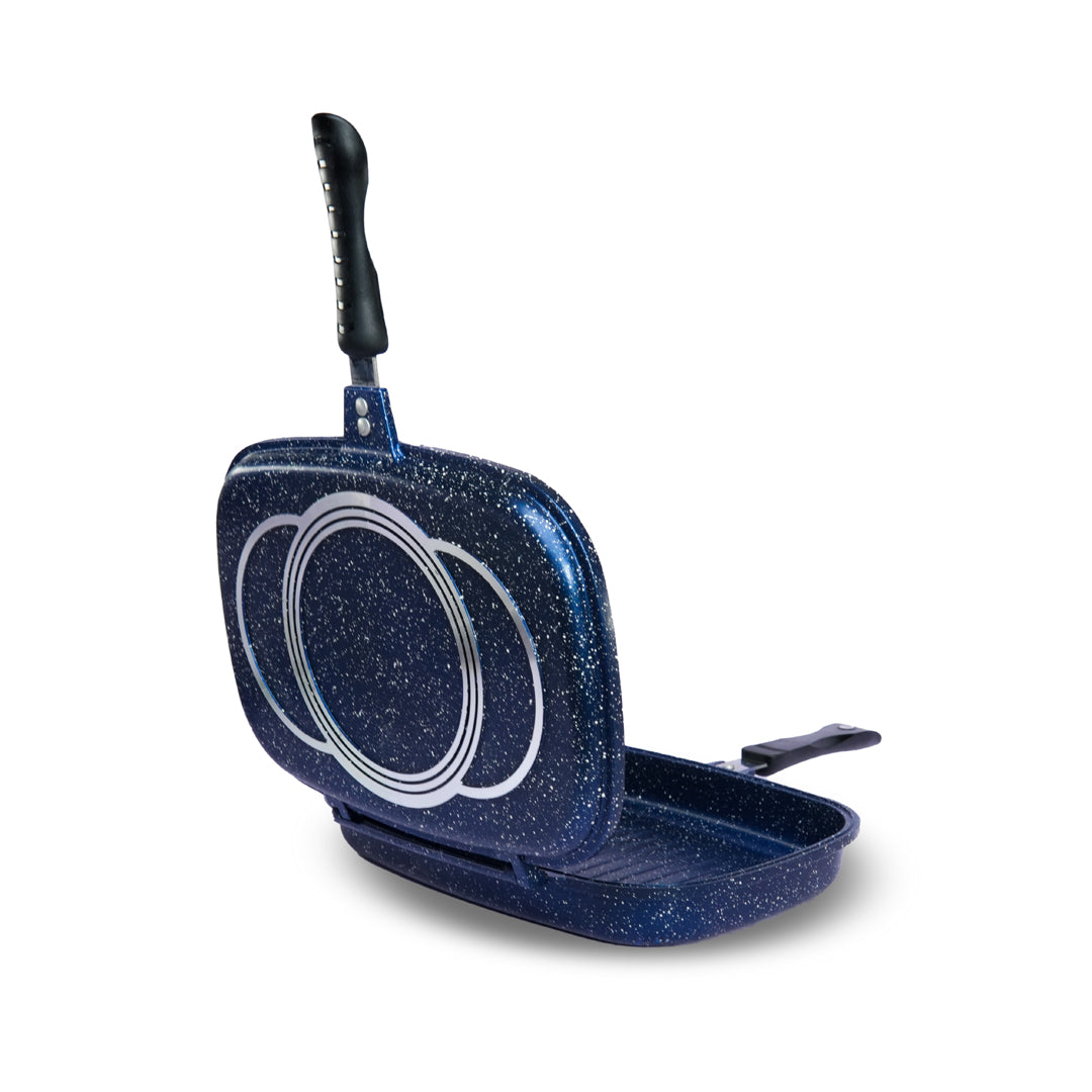 Die-Cast Magnetic lock Double Grill Pan with 2 Colors & 2 Sizes