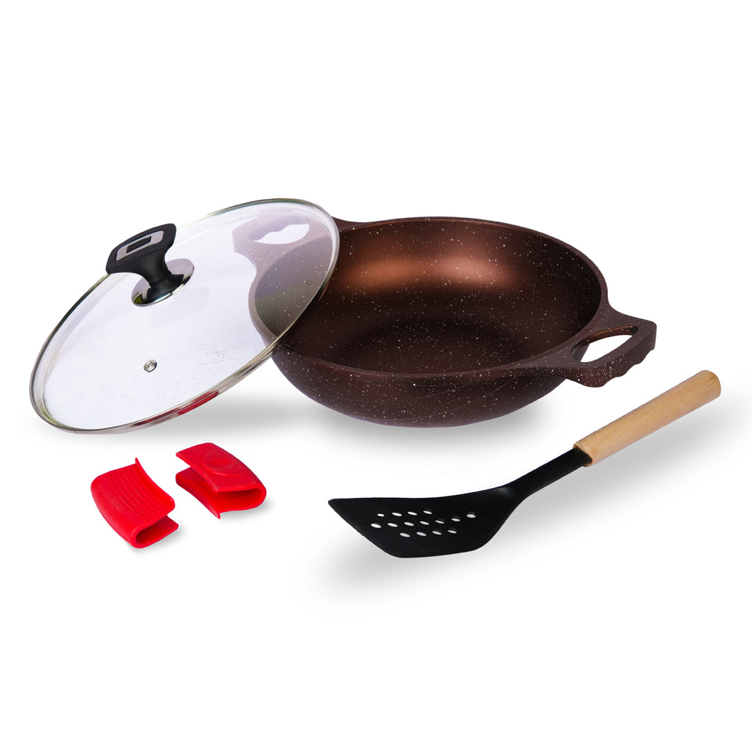 5pcs Die-Cast Wok (Karahi) with 5 Colors & 2 Sizes