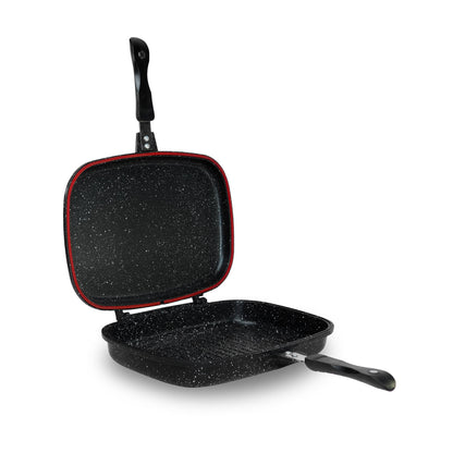 Die-Cast Magnetic lock Double Grill Pan with 2 Colors & 2 Sizes