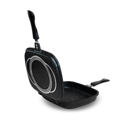 Die-Cast Magnetic lock Double Grill Pan with 2 Colors & 2 Sizes