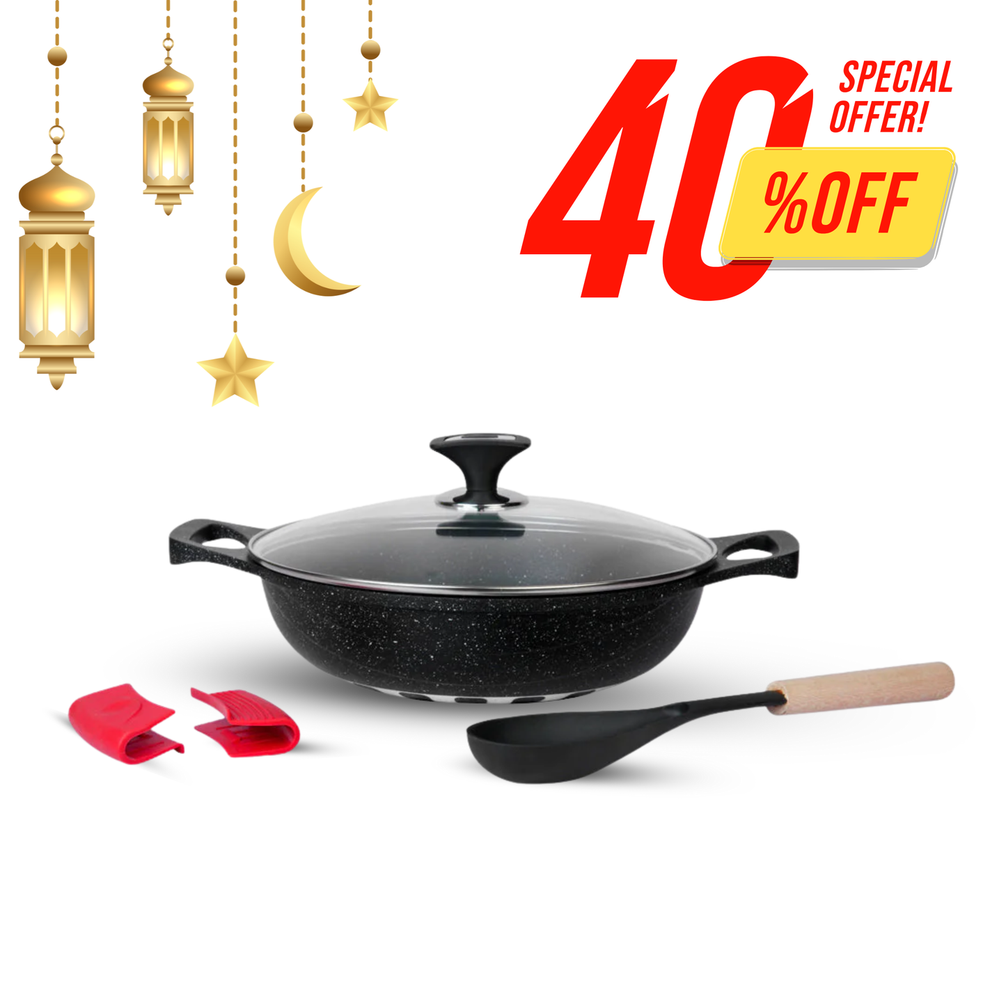 5pcs Die-Cast Wok (Karahi) with 5 Colors & 2 Sizes