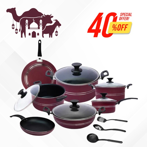 15pcs with 2 Colors Diamond Non-Stick cookware set