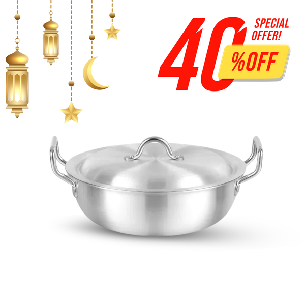 2pcs Metal Finish Super Wok (Karahi) in 6 Sizes