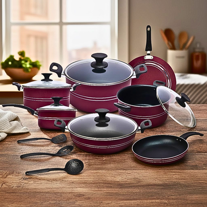 15pcs with 2 Colors Diamond Non-Stick cookware set