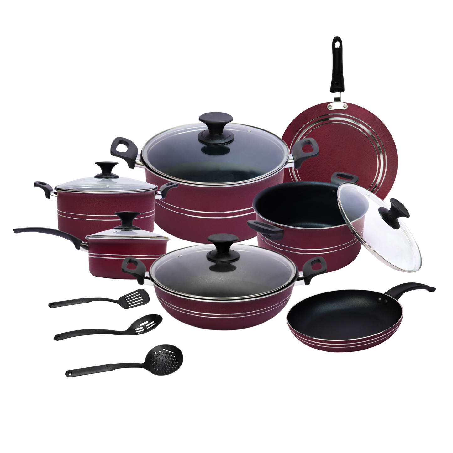 15pcs with 2 Colors Diamond Non-Stick cookware set