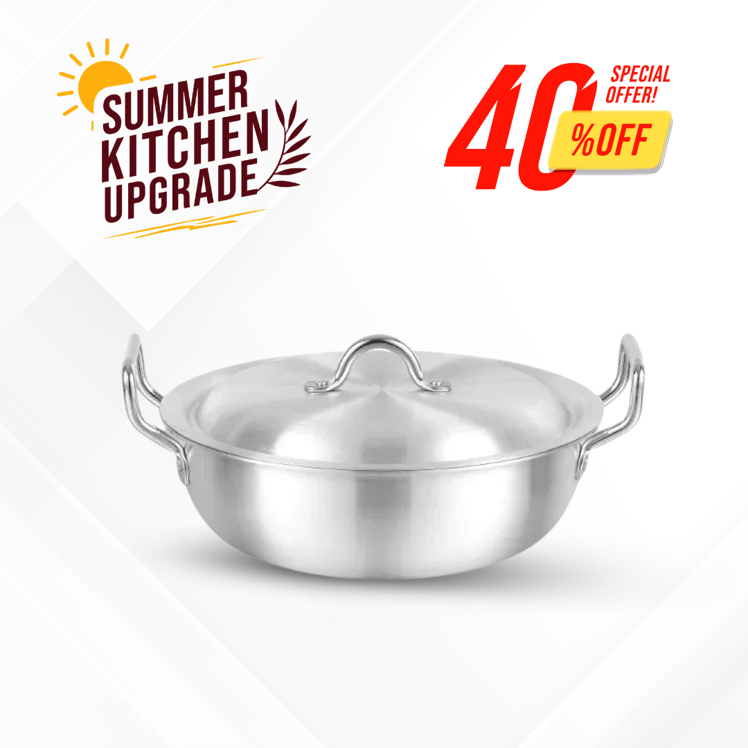 2pcs Metal Finish Super Wok (Karahi) in 6 Sizes