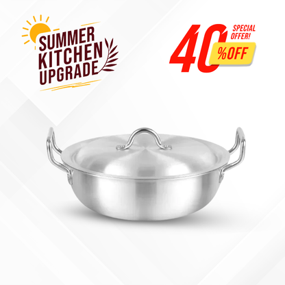 2pcs Metal Finish Super Wok (Karahi) in 6 Sizes